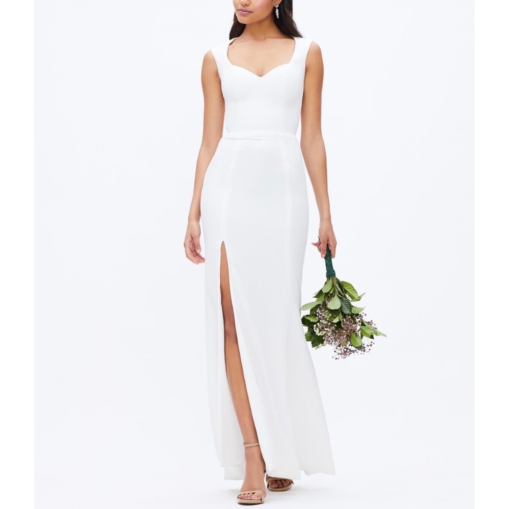 NEW Dress the Population Monroe White Side Slit Gown, XL